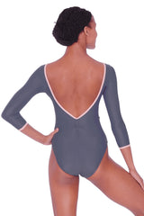 Imperfect Pointes Mersey Sustainable 3/4 Sleeved Grey Leotard