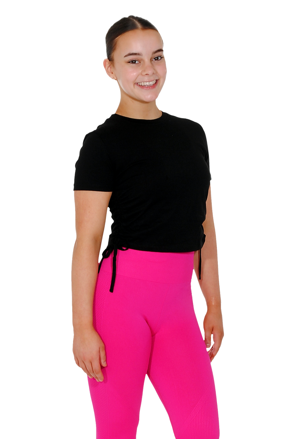 TriDri® Ruched Cotton Short Sleeve Cropped Top