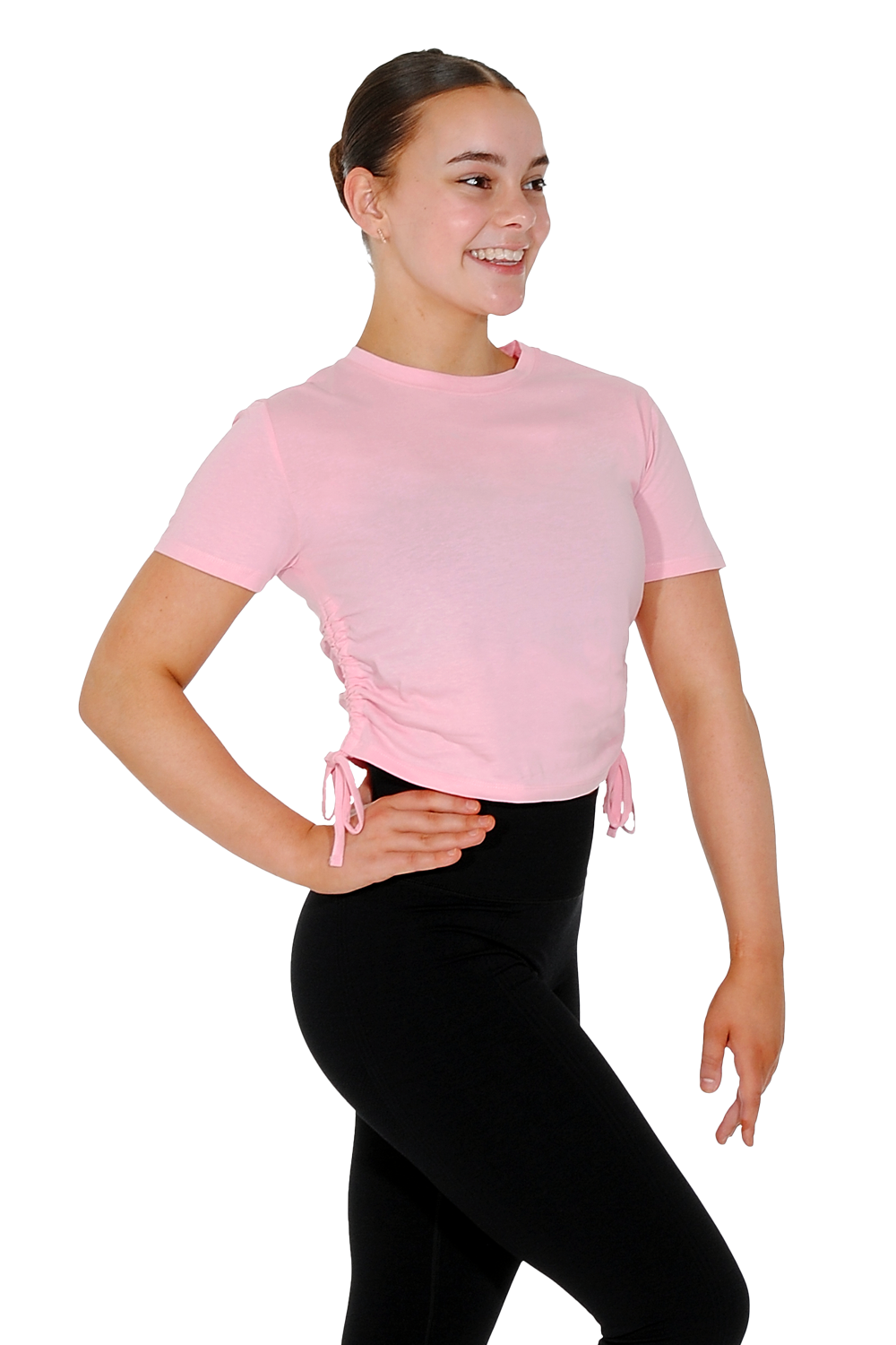 TriDri® Ruched Cotton Short Sleeve Cropped Top