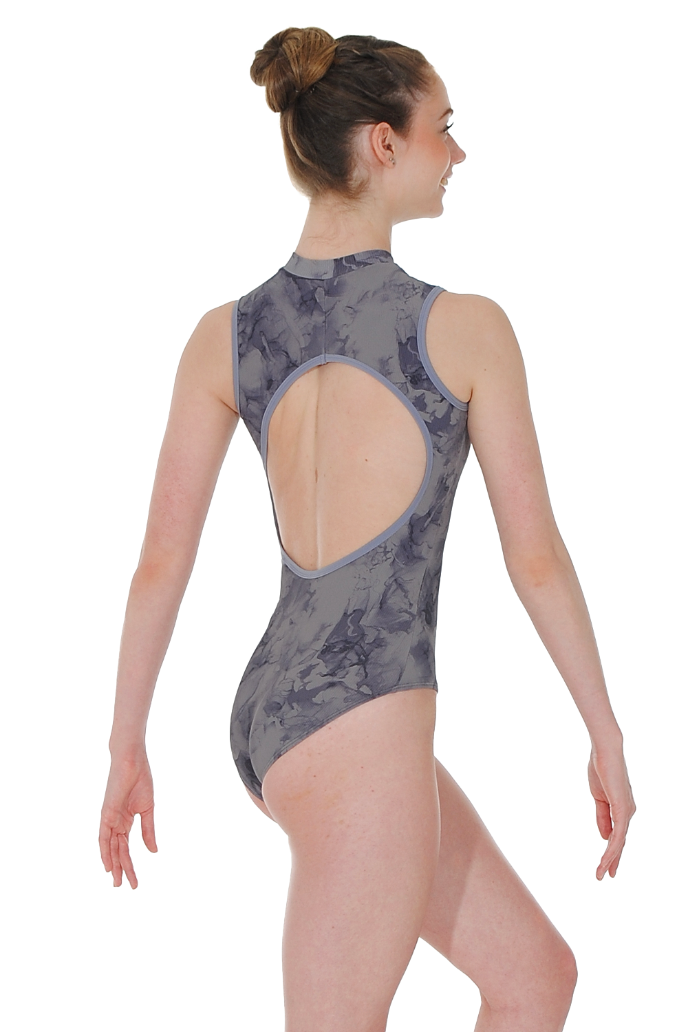 Mara Aura High Neck Zip Front Leotard With Open Back