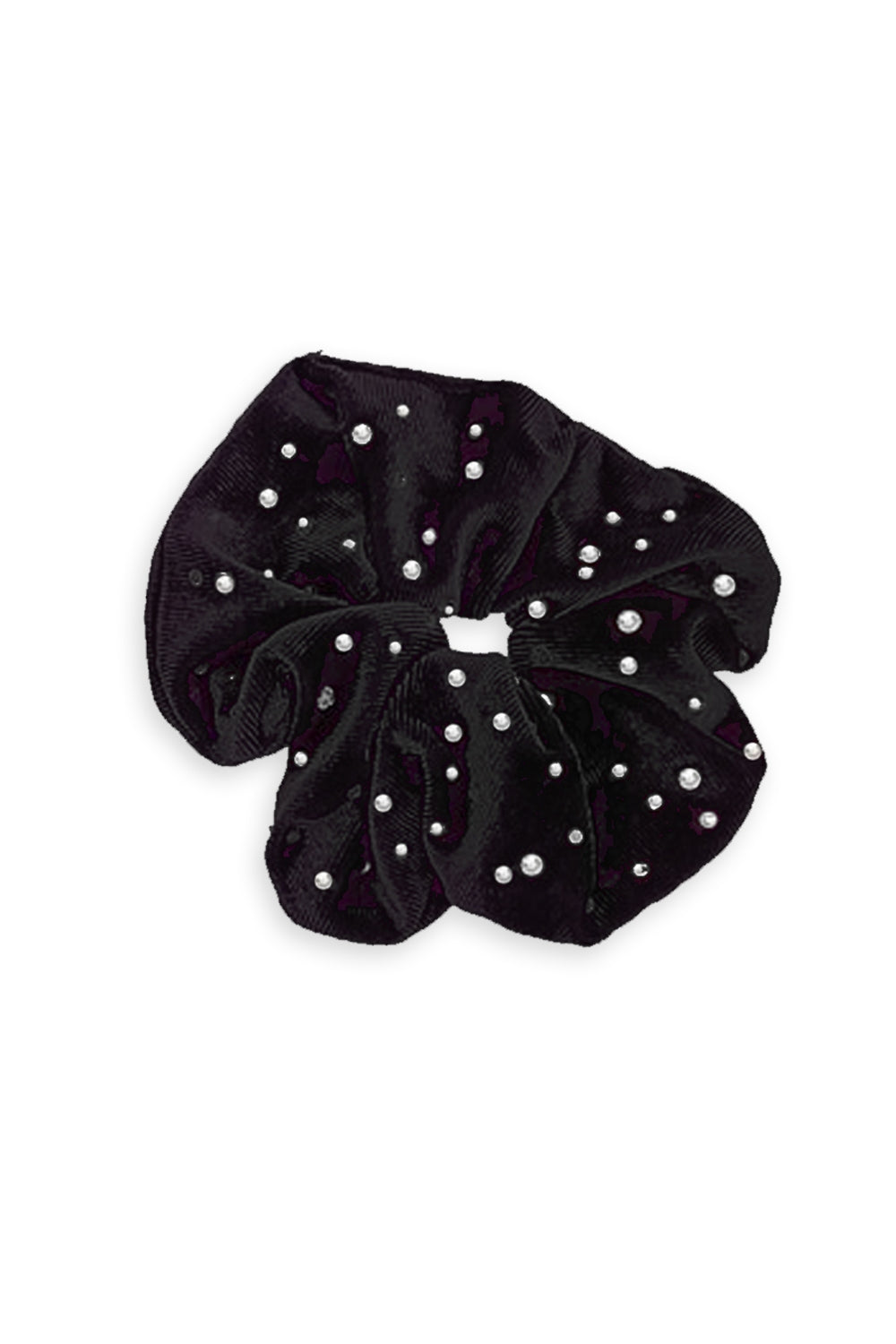 Girardi Black Velour Hair Scrunchie With Diamante