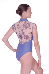 Intermezzo Cindy Zip Front Floral Mesh Leotard