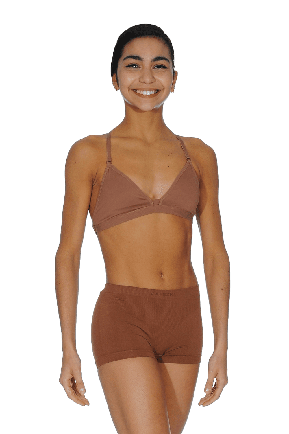 Capezio Deep Neck Clear Back Bra