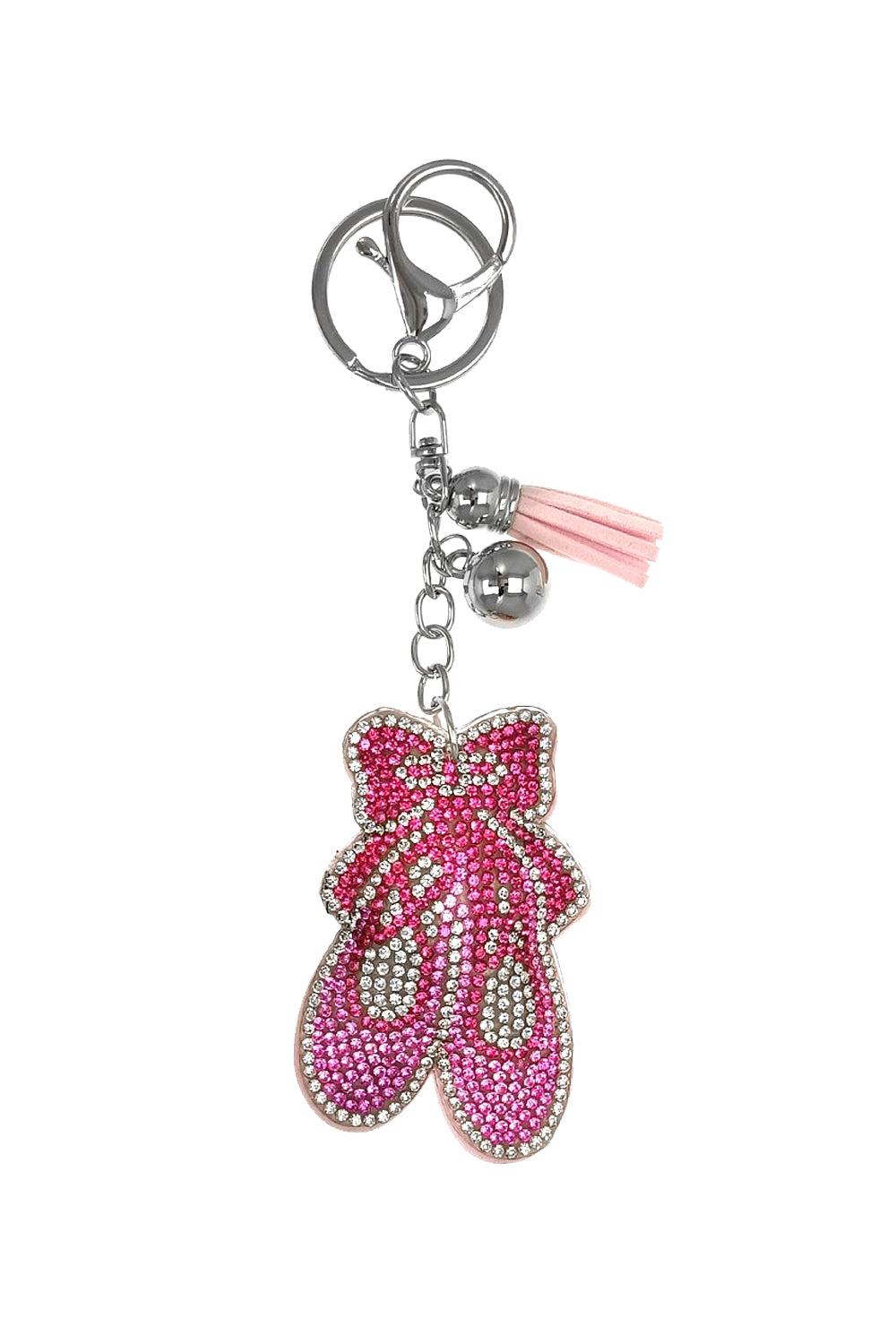 Girardi Ballerina Shoe Keyring With Pink & Silver Rhinestones