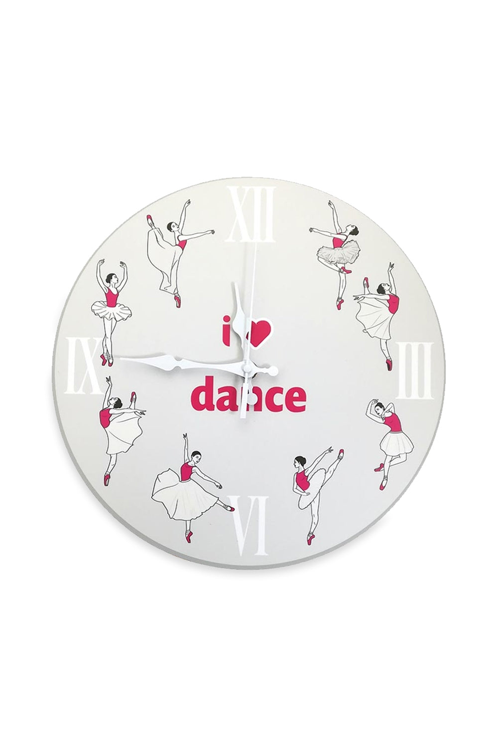 Horloge murale Girardi blanche et rose I ♥ Dance Ballerina