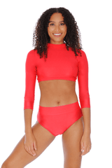 Roch Valley High Neck Long Sleeve Crop Top