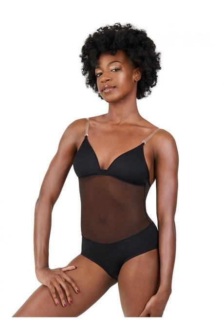 Capezio Plunge Neck Mesh Midriff Leotard